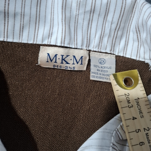 Vintage MKM Design Womens 3/4 Sleeve  Sweater 2X Chocolate Brown Academia Preppy - Picture 6 of 6